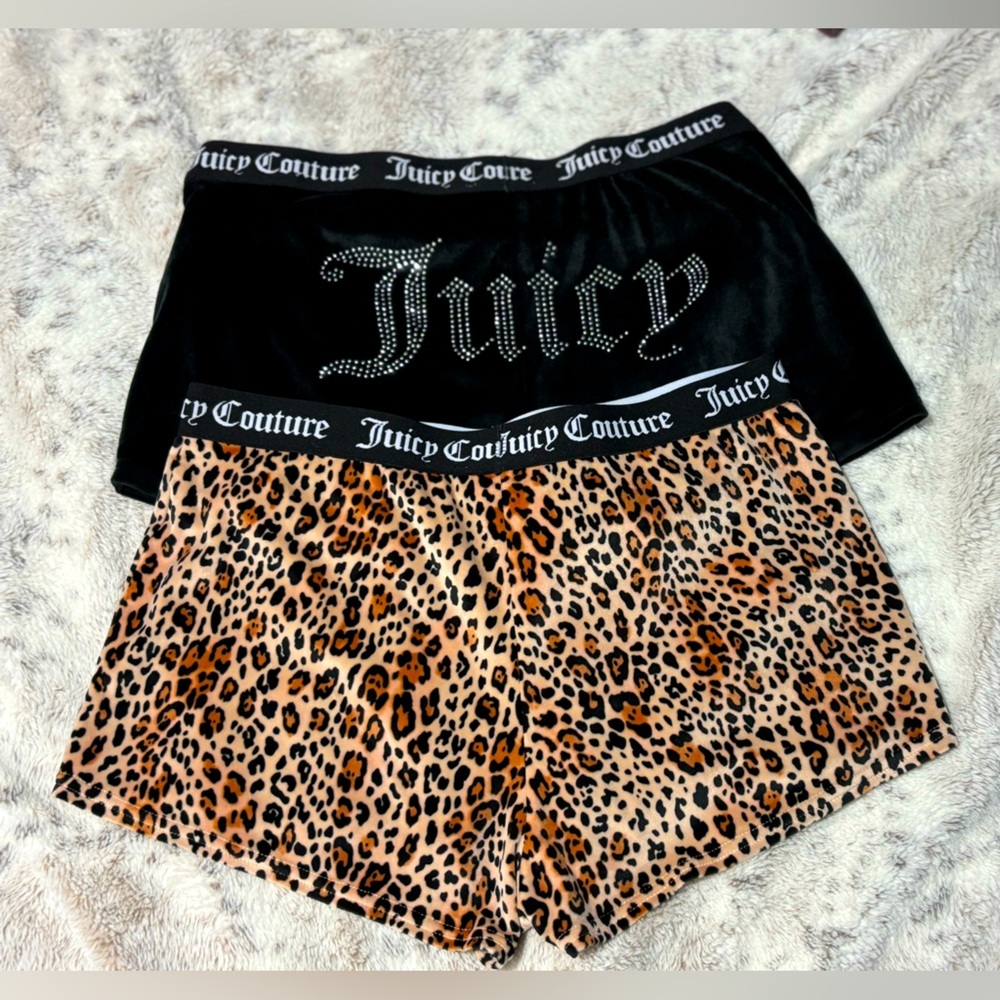 XL Juicy Couture Black and Leopard Print Shorts with Sparkly Details